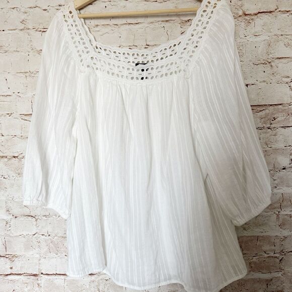 Lane Bryant boho crochet peasant top - Picture 1 of 6